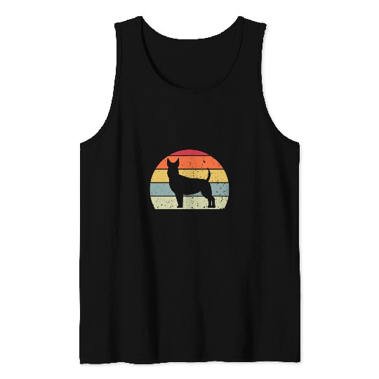 vintages Bull Terrier Dog Retro Pet Lover 80s 90s Sunset Tank Tops
