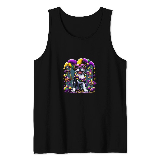 Mardi Gras Boston Terrier Dog Tank Tops