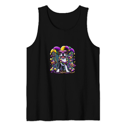 Mardi Gras Boston Terrier Dog Tank Tops