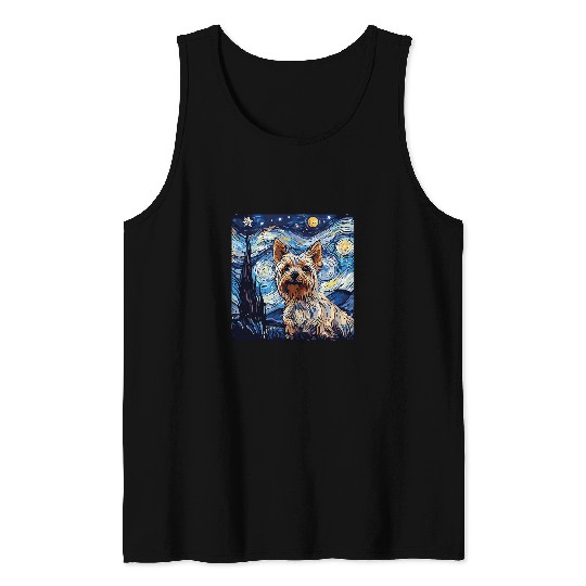 Yorkshire Terrier Starry Night For Dog Mom Dog Dad 1 Tank Tops
