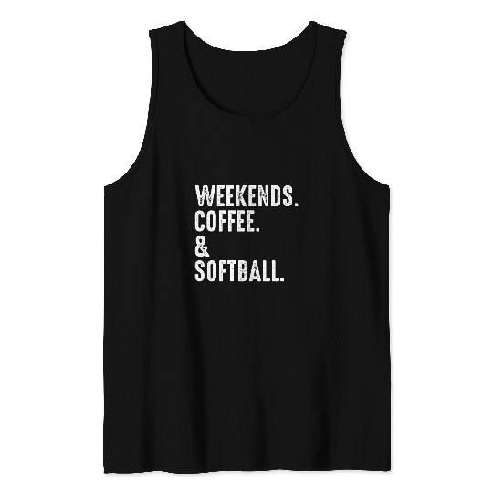 Weekends Coffee And Softball Funny Softball Dad Mom Vintage Tank Tops