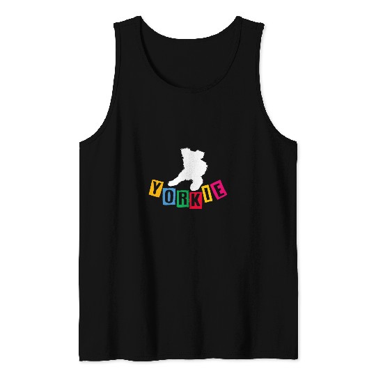 Yorkie Yorkshire Terriersilhouette colorful letters Tank Tops
