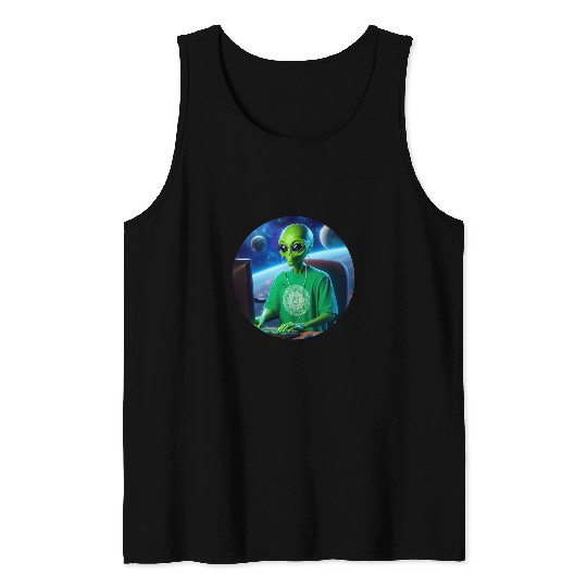 Alien programmer Elite Coder Software Engineering Guru Tank Tops