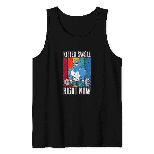 Kitten Swole Right Meow Weightlifting Gym Fitness Cat Lover Tank Tops
