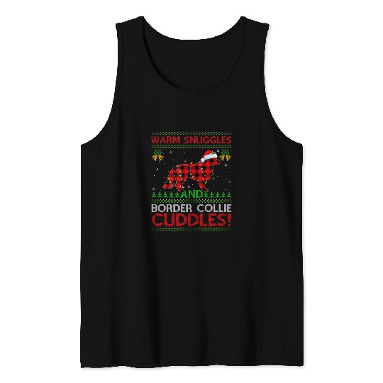 Warm Snuggles And Cuddles Ugly Border Collie Christmas Tank Tops