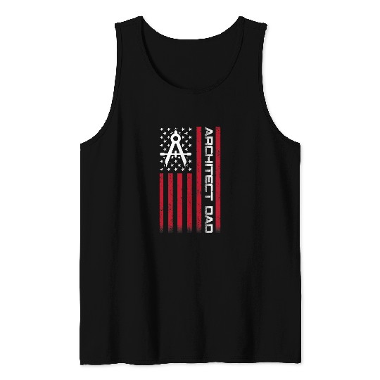 Mens 4th of July US Flag Architect Dad Gift For Fathers Day Tank Tops