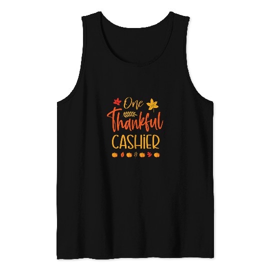 One Thankful Cashier Autumn Fall Thanksgiving Tank Tops