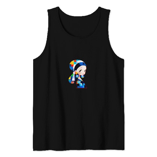 Modern Pearl Earring Girl Tee Tank Tops