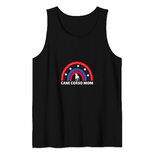 Womens Cane Corso Mom Rainbow USA Patriotic Cane Corso Mom Women Tank Tops