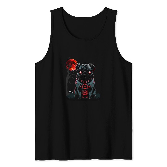 Pugtastic Afterlife Embrace the Undying Pug Spirit Halloween Tank Tops
