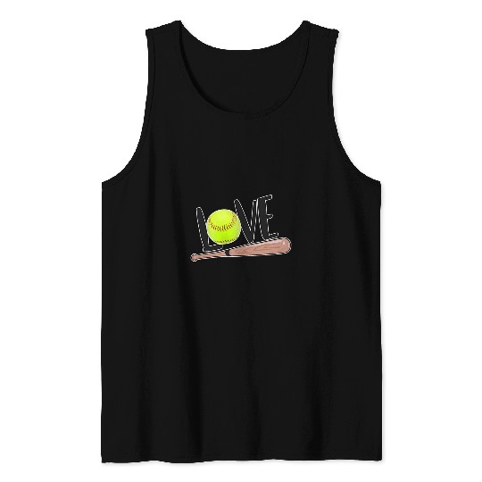 Softball Bat Love Graphic Print Casual Womens Mom Tee Top Tank Tops