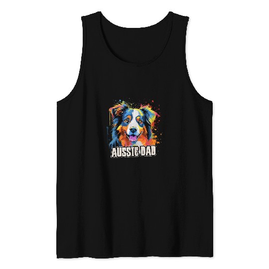 Mens Australian Shepherd Aussie Dad Dog Tank Tops