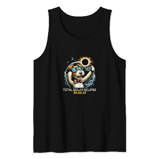 Wire Fox Terrier Dog Selfie Solar Eclipse 1 Tank Tops