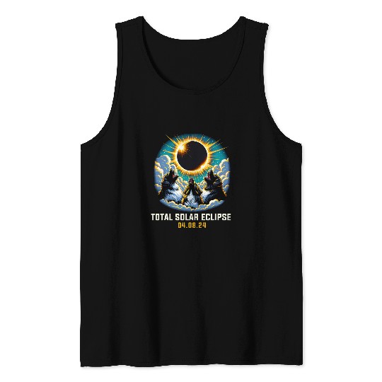 Newfoundland Dog Howling At Solar Eclipse Tank Tops