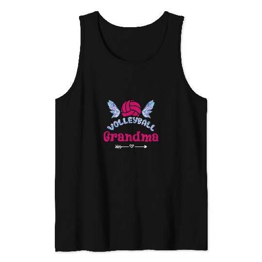 Womens My Favorite Volleyball Player Grandma Tank Tops