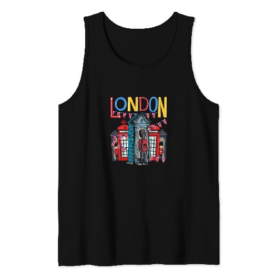 London Souvenirs Idea For Kids English British Memorabilia 2 Tank Tops