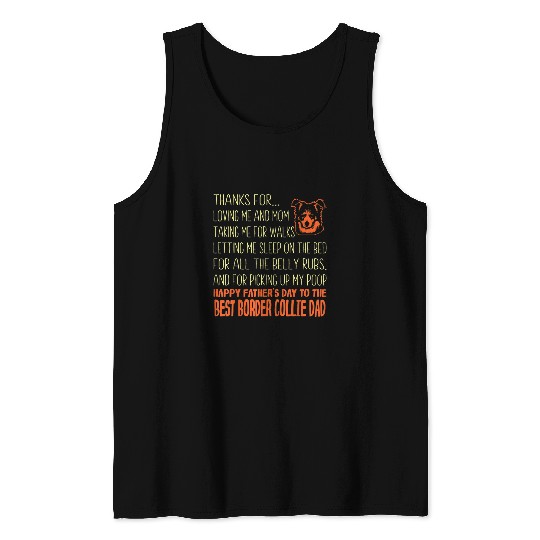 Mens bests Border Collie Dog Dad Fathers Day Gift Tank Tops