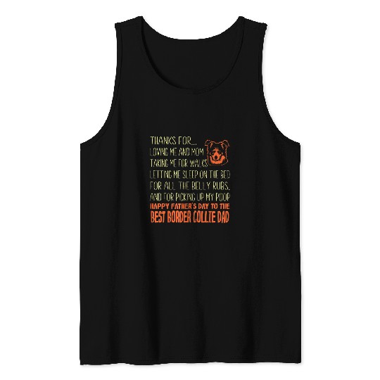 Mens bests Border Collie Dog Dad Fathers Day Gift Tank Tops