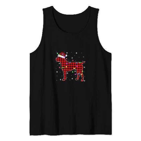 xmass Lighting buffalo plaids Santa Boxer Dog Christmas Tank Tops