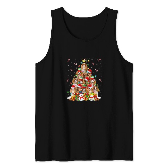 xmass Lighting Cavalier King Charles Spaniel Christmas Tree 2 Tank Tops