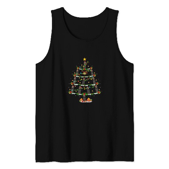xmass Lighting German Wirehaired Pointer Dog Christmas Tree Tank Tops
