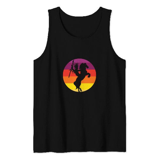 Retro Indigenous Horse Riding Indian Native American Tank Tops