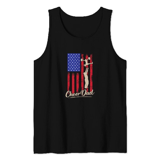 Patriotic American Flag Cheer Dad Fathers Coachs Pride 4 Tank Tops