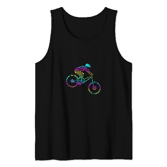 MTB Retro Calligram Cycling Mountain Bike Lovers Tank Tops