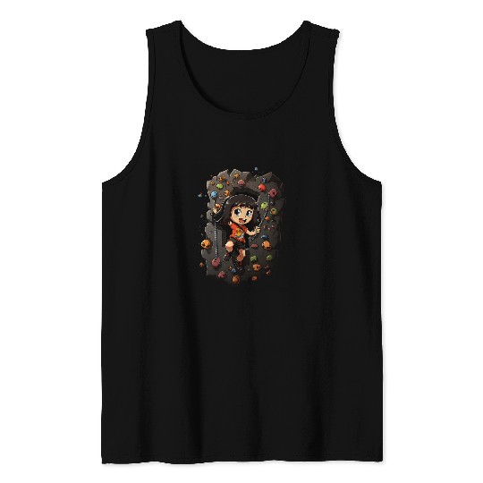 Wall Climbing Chibi Girl Anime Kawaii Wall Climber Kids Tank Tops