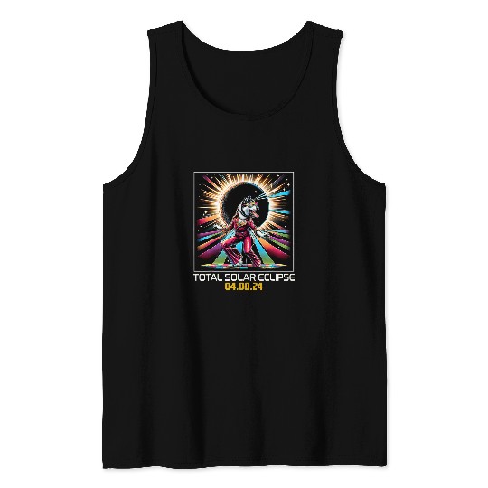 Norwegian Elkhound Dog Dancing Disco Solar Eclipse Tank Tops