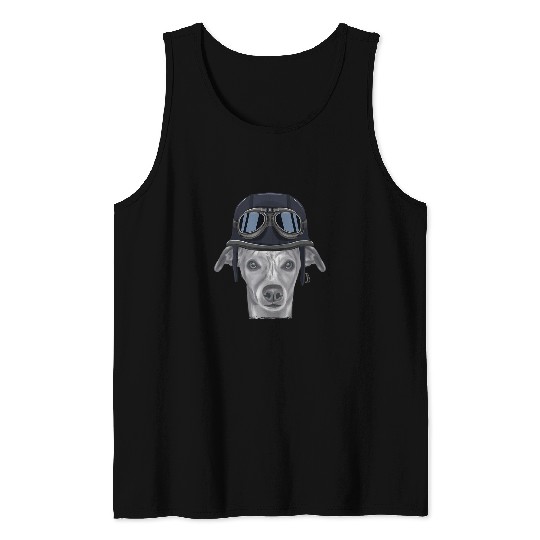 Whippet Wearing vintages Motorcycle Helmet Tank Tops