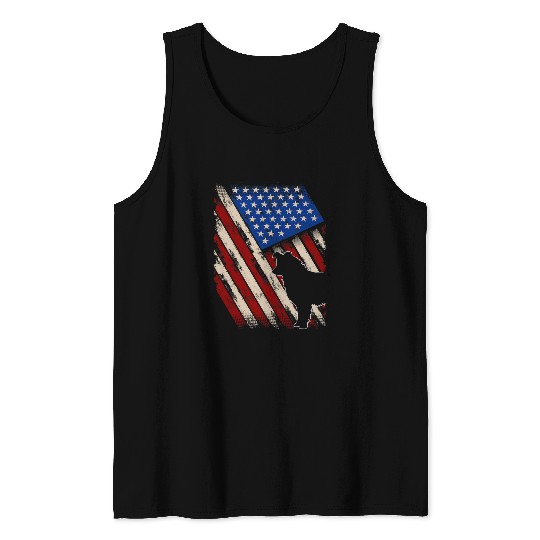 vintages American Flag Retro Border Collie Dog 4th Of July Tank Tops