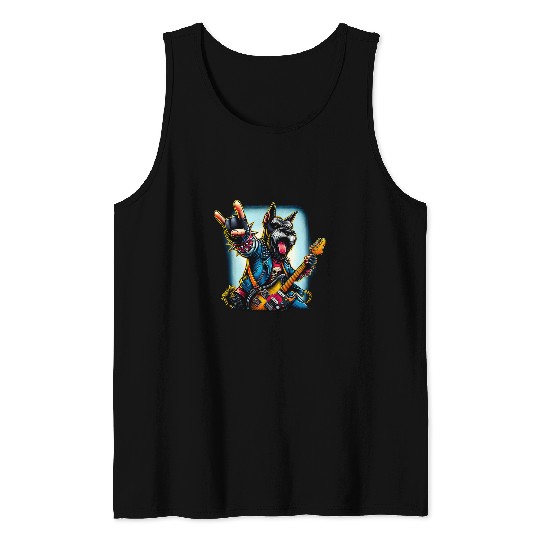Rock Sign Punk Guitarist Giant Schnauzer Dog Tank Tops