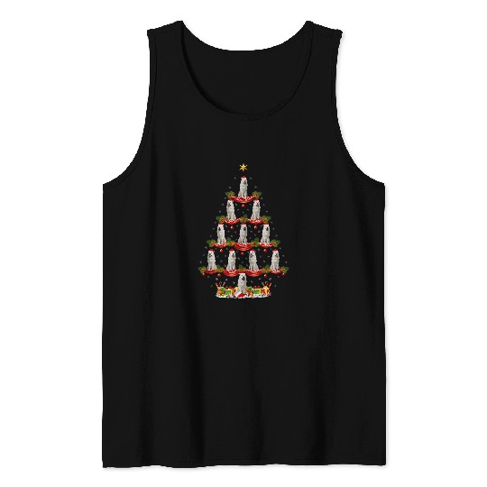 xmass Lighting Santa Great Pyrenees Dog Christmas Tree Tank Tops