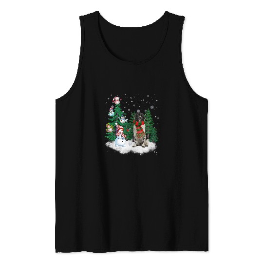 Newfoundland Dog Christmas Snowman xmass Tree Pajama Tank Tops