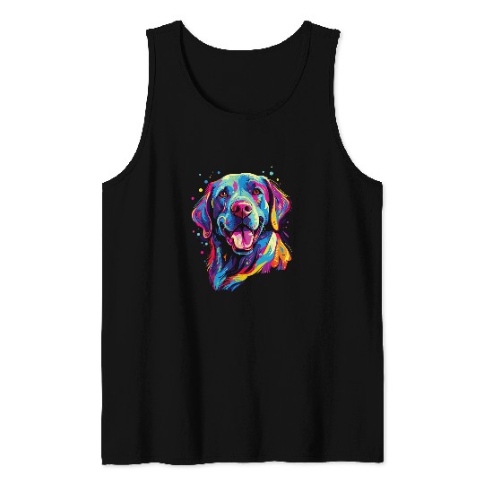 Watercolor Colorful Labrador Lab Tank Tops