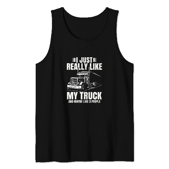 Trucker Lorry 18 Wheeler CDL Trailer Highway Truck Driver 25 Tank Tops
