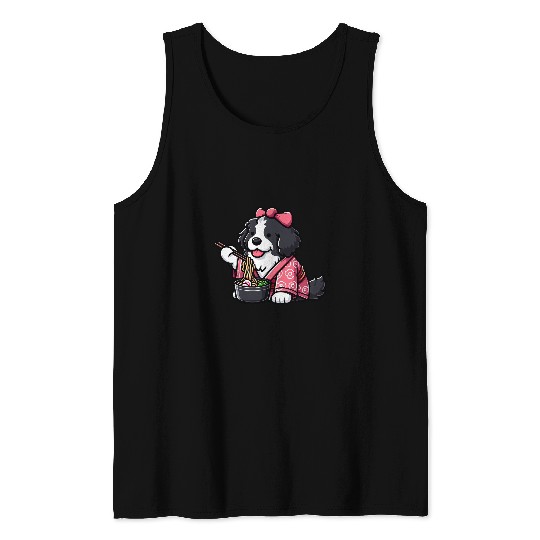 Newfoundland Dog Ramen Funny Japanese Food Tank Tops
