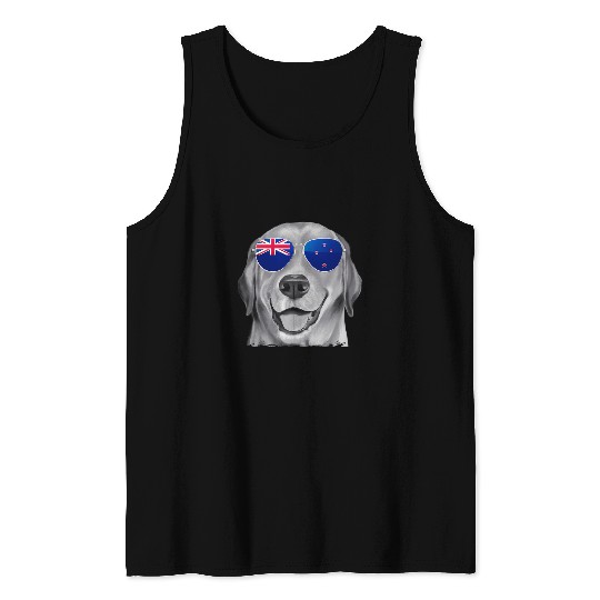 Yellow Labrador Retriever Dog New Zealand Flag Sunglasses Tank Tops
