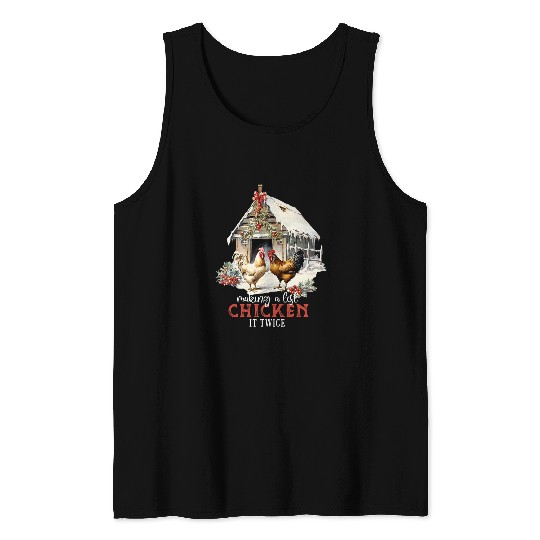 vintages Christmas Chickens Christmas Farm Holiday Tank Tops