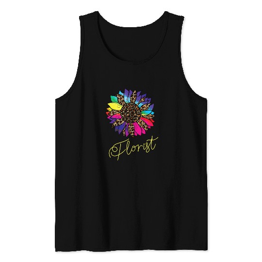 Leopard Tie Dye Cheetah Print Flower Florist Gift Tank Tops