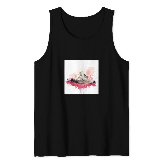 Zen Flow Waterfall Ballet in Sakuras Mountain Glow 1 Tank Tops