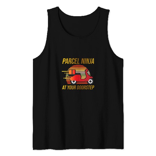 Parcel Ninja at Your Doorstep Motorcycle Delivery Rider Tank Tops