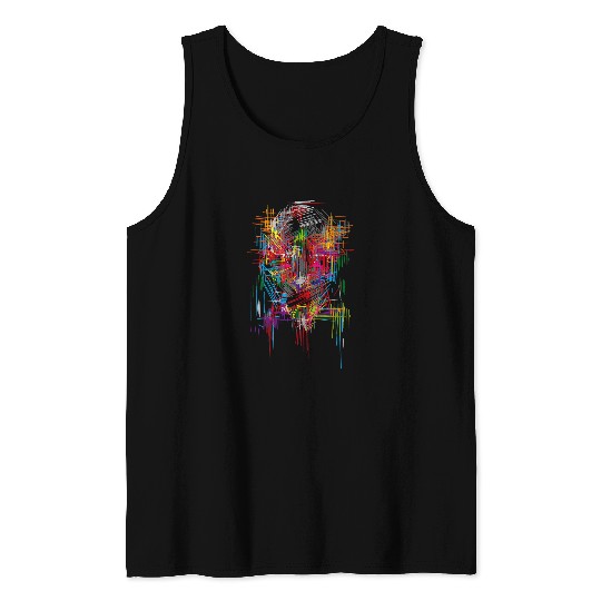 Mecha Head Science Fiction Robot Graphic Art Tank Tops