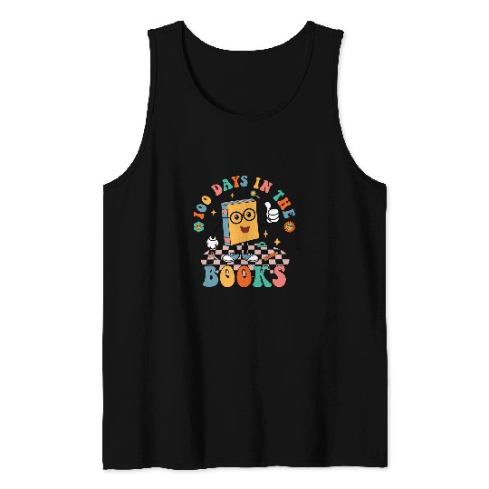 100 Days in the Books Reading Teacher 100th Day of School Tank Tops