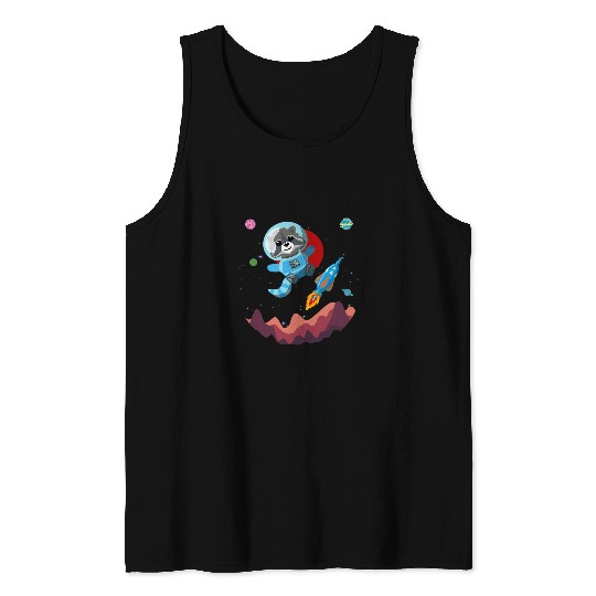Raccoon Astronaut Floats in Space with His Spaceship Tank Tops