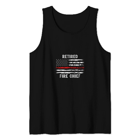 USA flag Retired Fires Chief Firefighter Rank Retirement Tank Tops