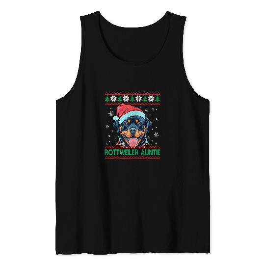 Rottweiler Auntie Santa Hat Rottweiler Dog Ugly Christmas Tank Tops