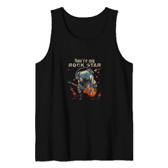 Youre My Rock Star Cool Bulldog Playing Guitar Rock Tank Tops
