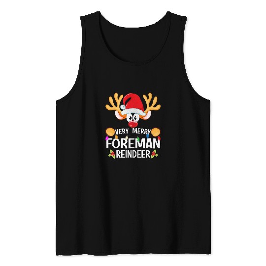 Matching Christmas Very Merry Foreman Reindeer Tank Tops